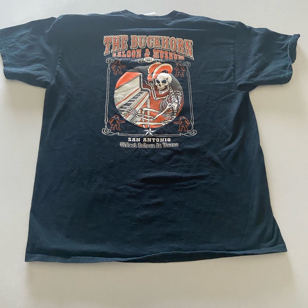 Men’s cotton Black Graphic Tee with Skeleton Design size L